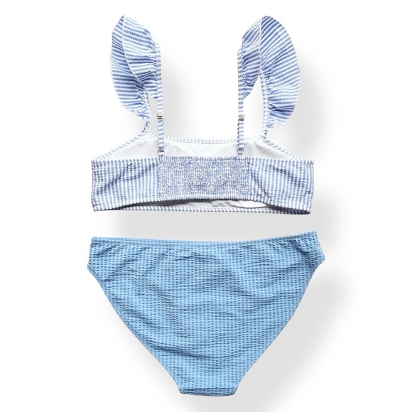 Vineyard Vines NEW Seersucker Bikini Set Small blue stripe pastel flutter preppy - Picture 2 of 11